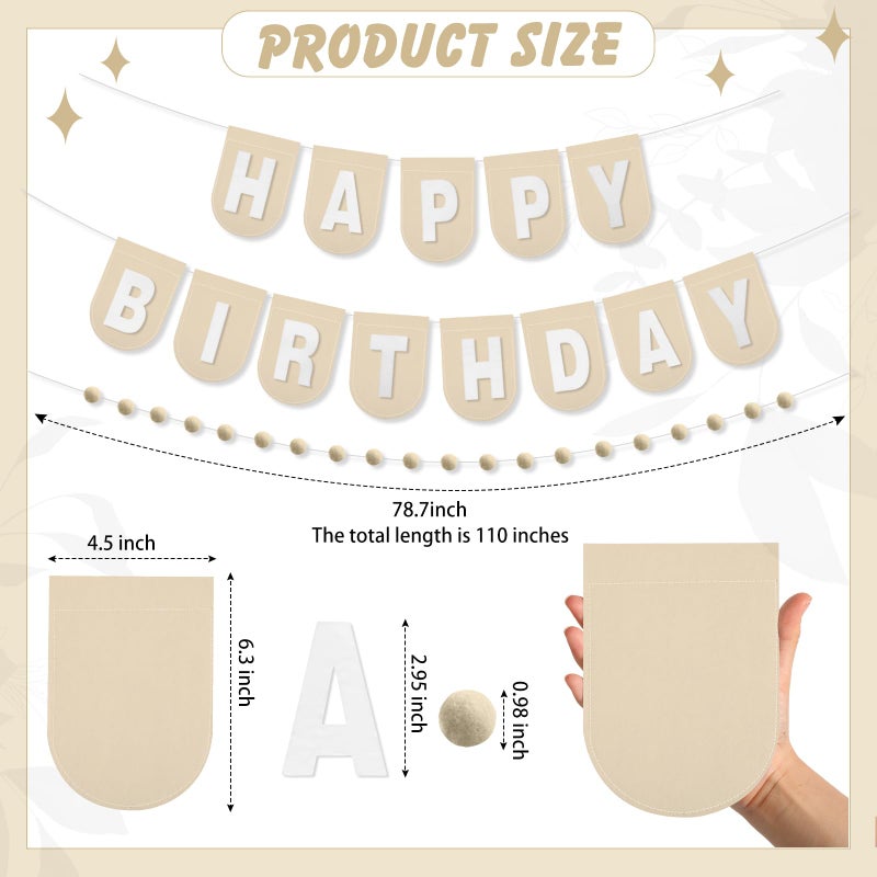 Hahafelt 125 Pcs Make Your Own Banner Kit Personalized Handmade Name Scallop Felt Banner for Baby Nurseries Kids Rooms Decor, Custom Banners for Birthday Wedding Baby Shower(Khaki) - Image 2