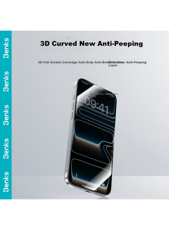 Benks Privacy Screen Protector For Apple Iphone 17 Pro Max Tempered Glass Film Anti-peeping Anti-dust Protective Film Anti-spy Glass Film