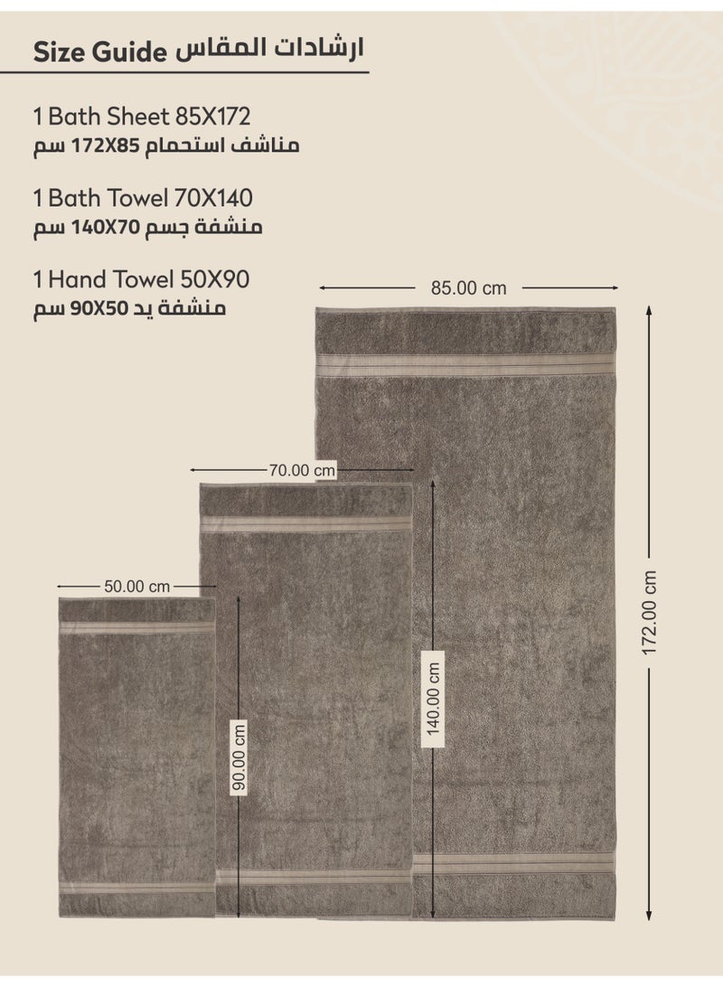 Donetella Premium Towel 3-Pcs Set, 100% Combed Cotton 600 GSM, Highly Absorbent, Quick Dry Towel Set Include 1 Bath Towel, 1 Bath Sheet, 1 Hand Towel, Best Set for Bathroom Gym, Hotel And Spa,White - Image 2