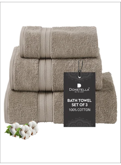 Donetella Premium Towel 3-Pcs Set, 100% Combed Cotton 600 GSM, Highly Absorbent, Quick Dry Towel Set Include 1 Bath Towel, 1 Bath Sheet, 1 Hand Towel, Best Set for Bathroom Gym, Hotel And Spa,White