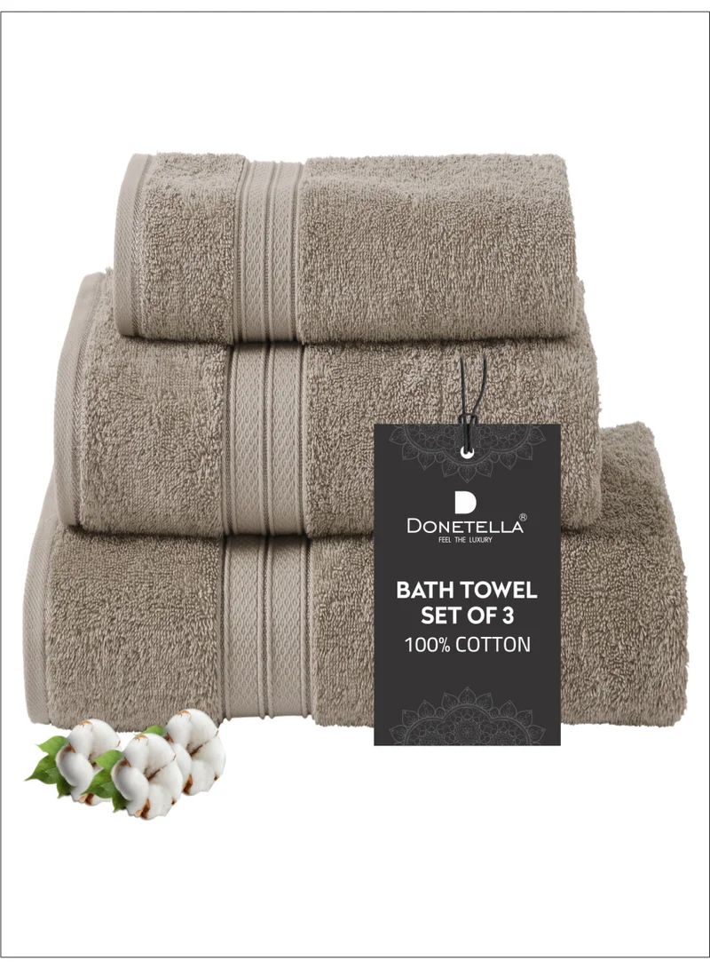 Donetella Premium Towel 3-Pcs Set, 100% Combed Cotton 600 GSM, Highly Absorbent, Quick Dry Towel Set Include 1 Bath Towel, 1 Bath Sheet, 1 Hand Towel, Best Set for Bathroom Gym, Hotel And Spa,White