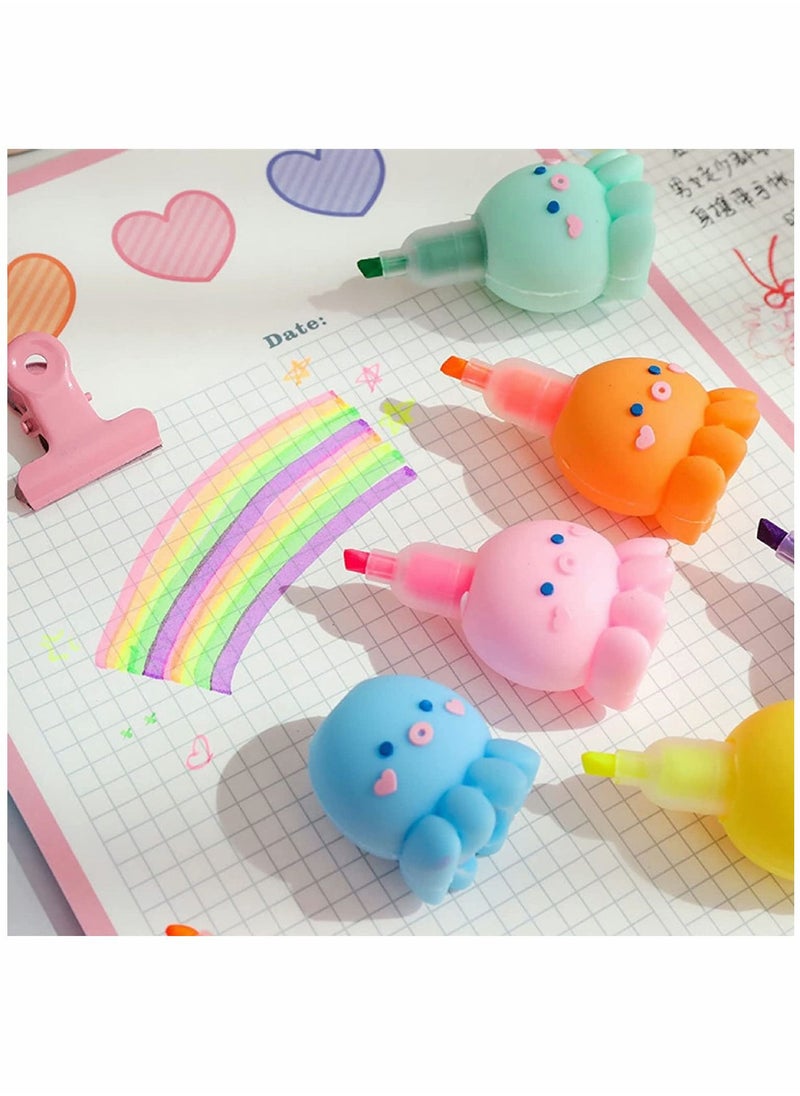 Generic Highlighters, Colorful Octopus Shaped Highlighter, Pastel Highlighter Set Cute Silicone Octopus Highlighter Pens, for Adults Kids Students Writing Graffiti School Office Supplies, 6 PCS  - Image 2