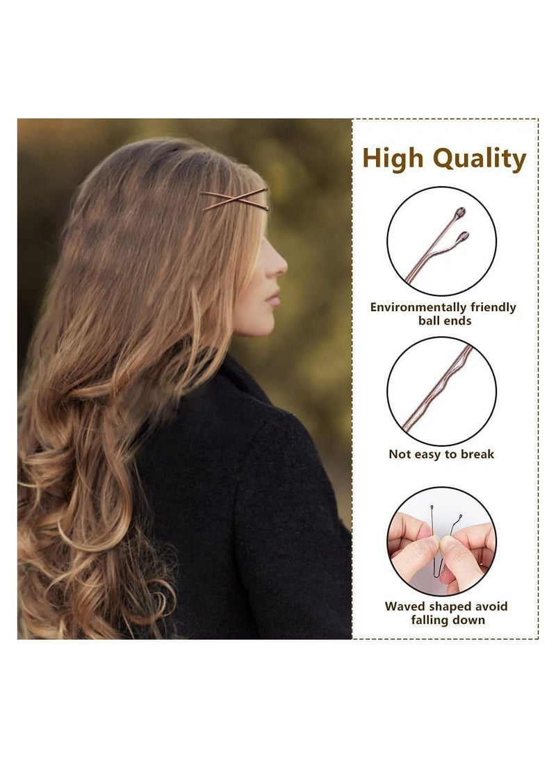 ORiTi 100 Pcs Bobby Pins, Black & Brown Color Hair Grips, Hair Pins for Women (5.5cm / 2 Inches), Metal Wavy Black Bob Pins Hair Clips, Ideal For All Hair Types - Image 2