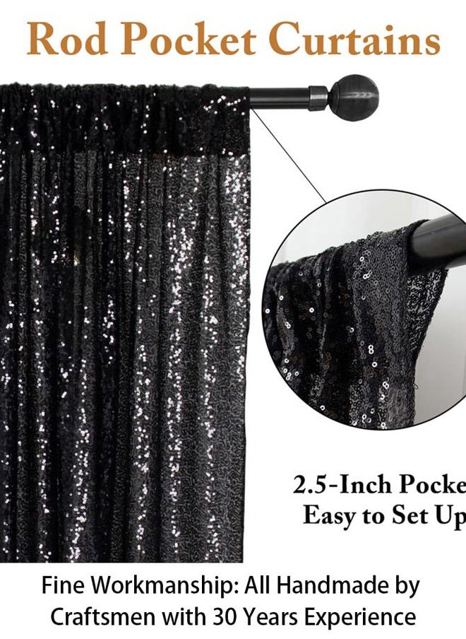 ShinyBeauty 7FTx7FT-Black-Shimmer Sequin Backdrop Curtains Sequins Photography Backdrops for Party  - Image 5