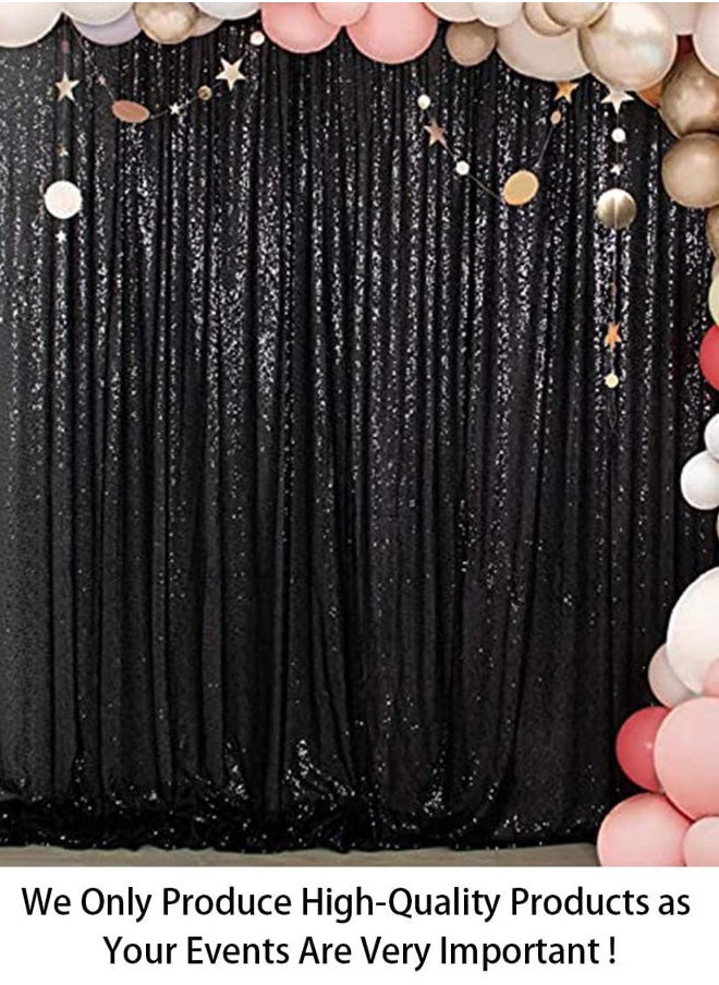 ShinyBeauty 7FTx7FT-Black-Shimmer Sequin Backdrop Curtains Sequins Photography Backdrops for Party  - Image 2