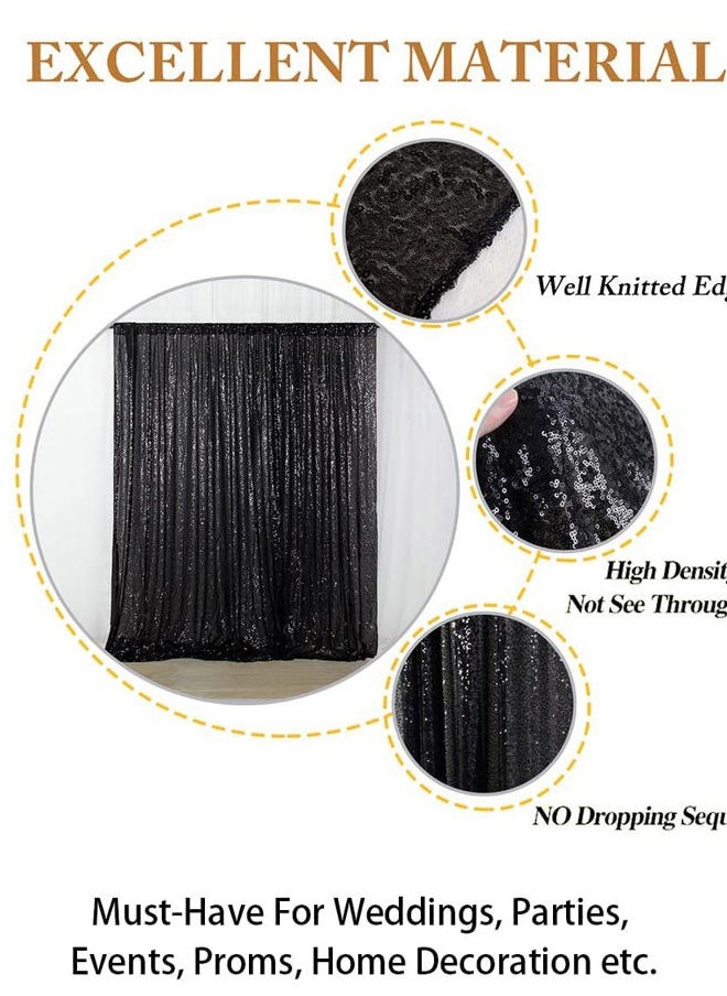 ShinyBeauty 7FTx7FT-Black-Shimmer Sequin Backdrop Curtains Sequins Photography Backdrops for Party  - Image 4