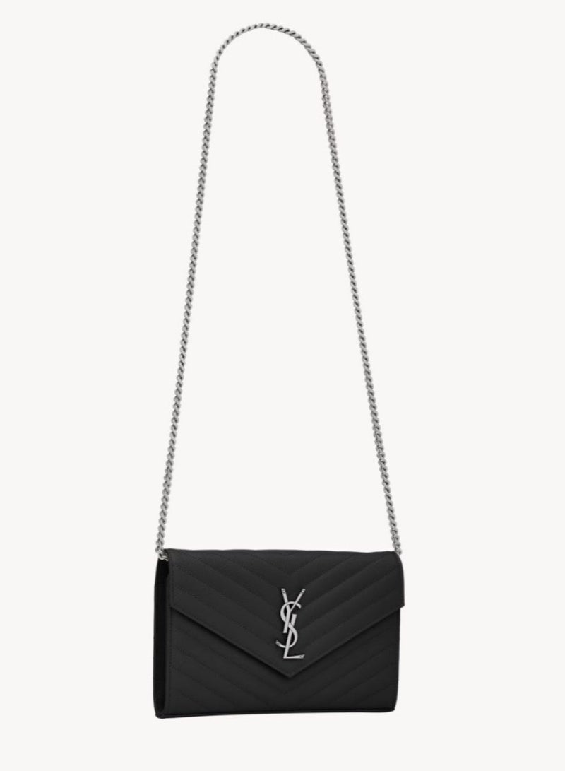 حقيبة كتف سلسلة مبطنة بأسلوب YSL الكلاسيكي - حقيبة يد فاخرة قابلة للتقاطع مع تفاصيل شعار مميزة، تشطيب جلد فاخر - Image 1