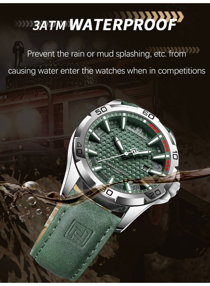 NAVIFORCE NAVIFORCE Men Casual Sport Military Quartz Calendar Wrist Watch for Man Business Leather Waterproof Male Clock  - Image 5