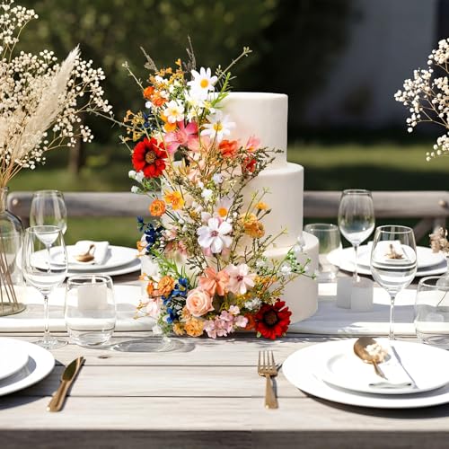 Canlierr 1 Set Wedding Cake Flowers Toppers Fall in Love Wildflowers Floral Cake Topper Decorations for Spring Summer Wedding Decorations Birthday Bridal Baby Shower Party - Image 5