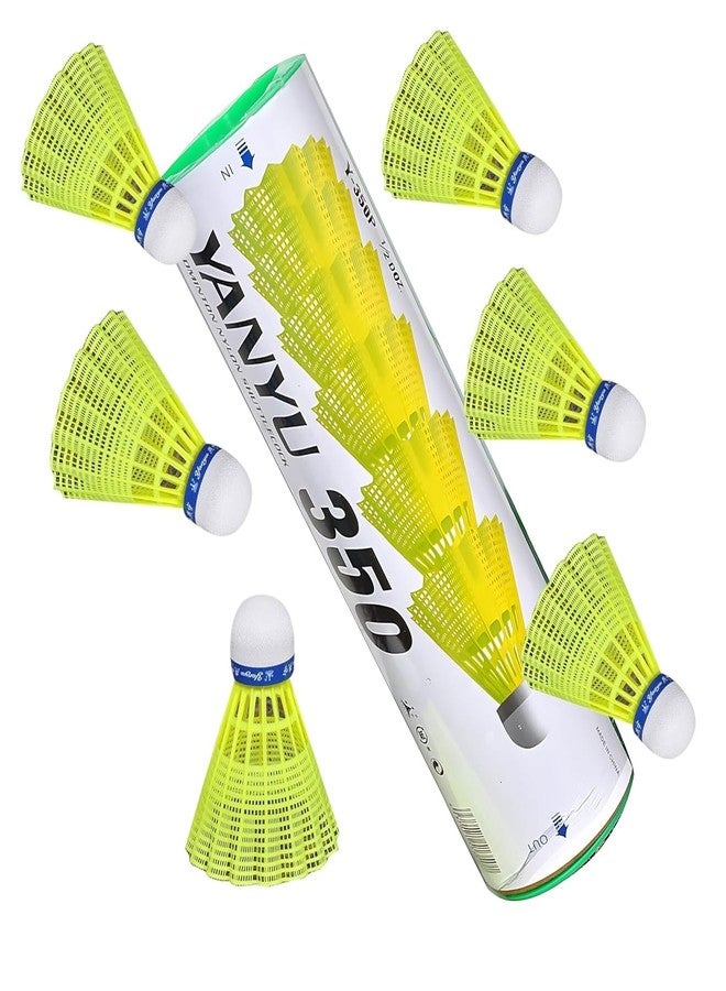 UDKI 350 Nylon Shuttle Cock, Pack of 6 (Yellow) - Image 1