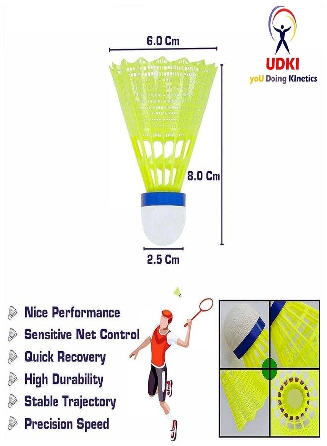 UDKI 350 Nylon Shuttle Cock, Pack of 6 (Yellow) - Image 2