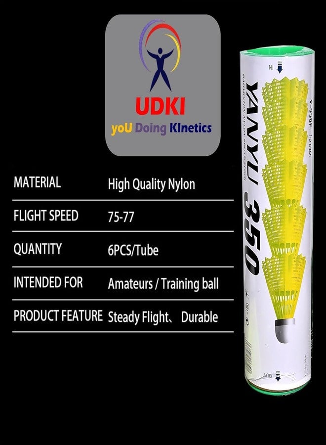 UDKI 350 Nylon Shuttle Cock, Pack of 6 (Yellow) - Image 4