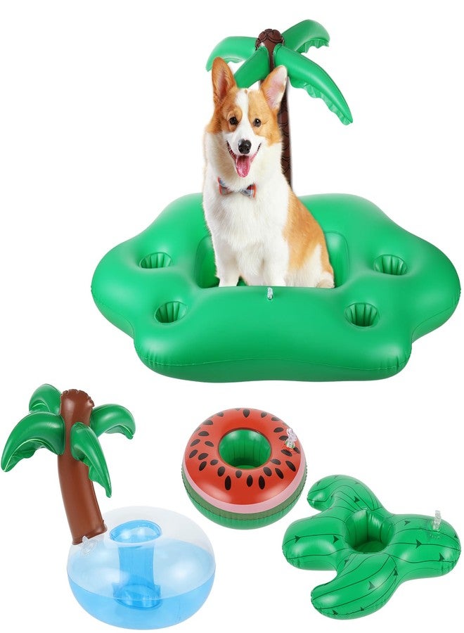 Hlimior Dog Pool Floats Set Inflatable Pet Float with Inflatable Drink Holder Floating Dog Water Toys Easy Set Up Doggy Pool Floats for Small Dog, Puppy and Doggies - Image 1