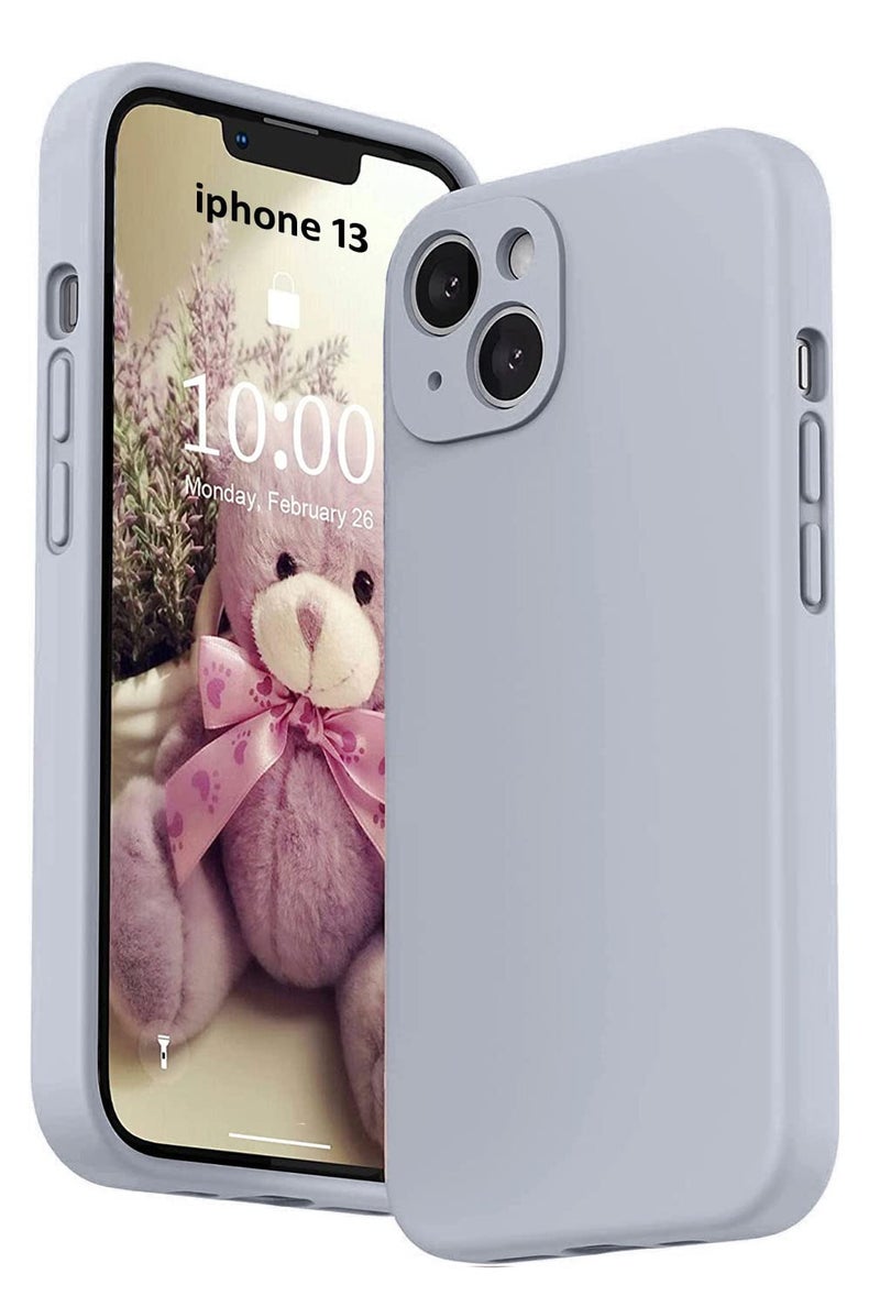 Mobistyle غطاء مصمم لجهاز آيفون 13 من السيليكون السائل الناعم، نحيف، واقي من الصدمات مع بطانة ميكروفايبر مضادة للخدش (رمادي) - Image 1