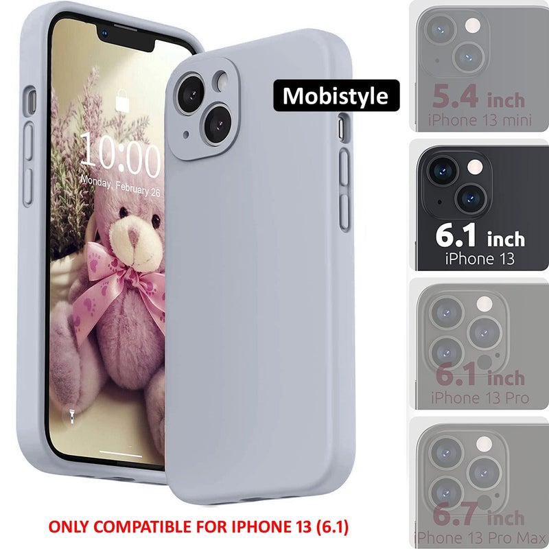 Mobistyle غطاء مصمم لجهاز آيفون 13 من السيليكون السائل الناعم، نحيف، واقي من الصدمات مع بطانة ميكروفايبر مضادة للخدش (رمادي) - Image 5