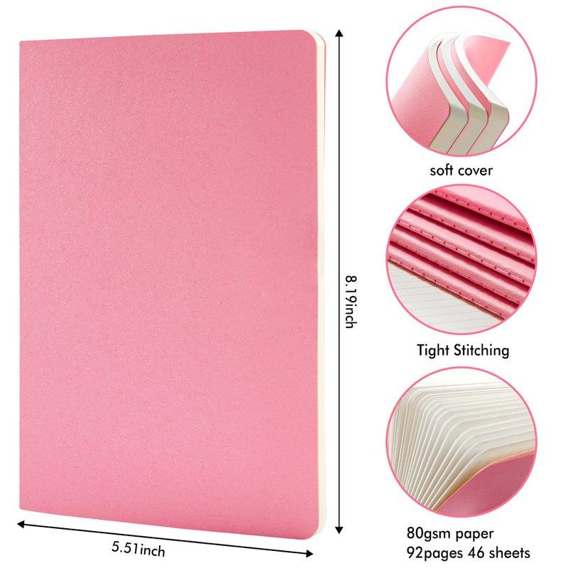 feela 36 Pack Soft Cover Journal Bulk, Lined Blank Travel Journal for Women Men Writing, Notebooks College Ruled for Work, Note Taking Notebook School Business Supplies, 8.2â€ x 5.5â€, A5, Pink - Image 2