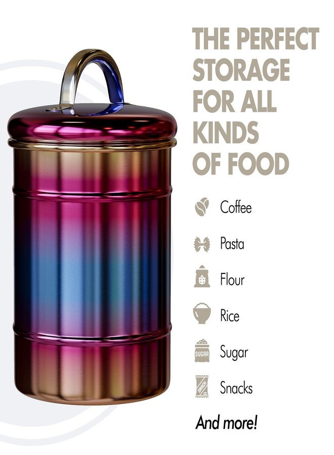 Amici Home Rainbow Metal Storage Canister | Dry Food Storage Container | Airtight Lid | 64 Ounce Capacity | Modern Home Décor | Decorative Metal Canister for Kitchen Countertop (Large) - Image 3