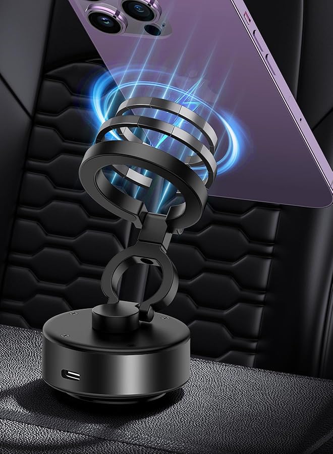 Green Tiger Magnetic Car Phone Mount – Vacuum Suction Foldable Dashboard Holder, Universal 4.7-7 Inch Smartphones, 360 Adjustable, Strong Magnetic Grip, Durable Aluminum Alloy - Image 1