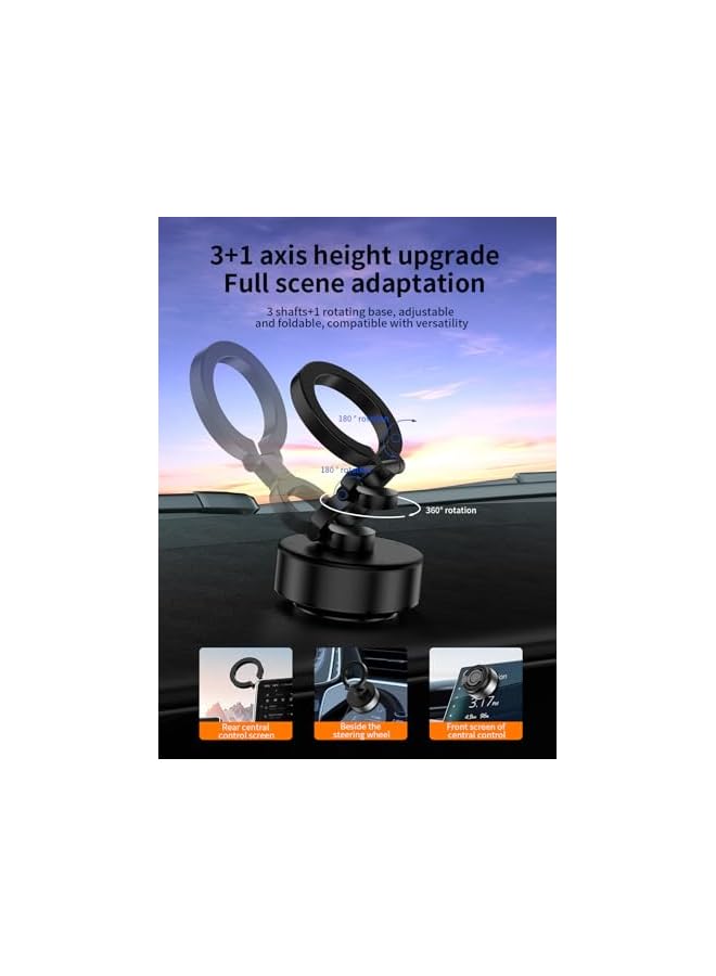 Green Tiger Magnetic Car Phone Mount – Vacuum Suction Foldable Dashboard Holder, Universal 4.7-7 Inch Smartphones, 360 Adjustable, Strong Magnetic Grip, Durable Aluminum Alloy - Image 2