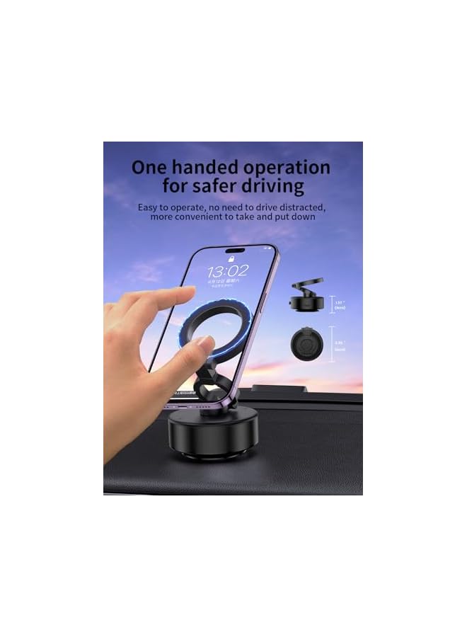 Green Tiger Magnetic Car Phone Mount – Vacuum Suction Foldable Dashboard Holder, Universal 4.7-7 Inch Smartphones, 360 Adjustable, Strong Magnetic Grip, Durable Aluminum Alloy - Image 4