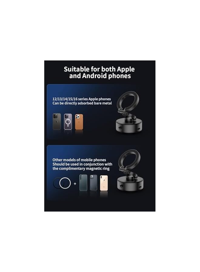 Green Tiger Magnetic Car Phone Mount – Vacuum Suction Foldable Dashboard Holder, Universal 4.7-7 Inch Smartphones, 360 Adjustable, Strong Magnetic Grip, Durable Aluminum Alloy - Image 5