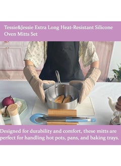 Spaceshoop Heat Resistant Silicone Oven Mitts, Cotton Lined Kitchen Gloves, Non-Slip Grip, Multicolor  - Image 3