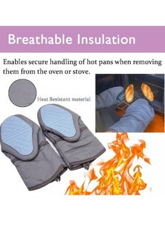 Spaceshoop Heat Resistant Silicone Oven Mitts, Cotton Lined Kitchen Gloves, Non-Slip Grip, Multicolor  - Image 2