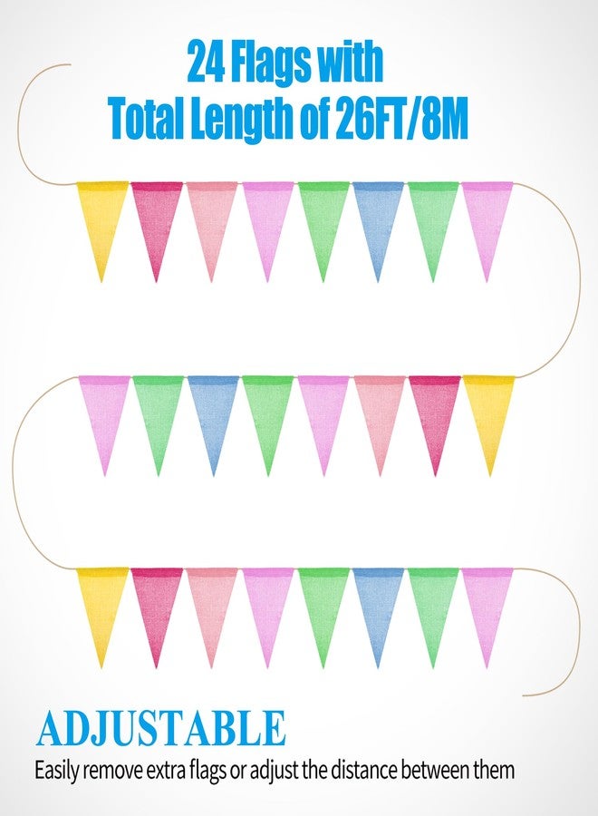 Novelty Place 26 Feet Pastel Color Pennant Banner Flags, 24 Multicolor Burlap Pastel Triangle Bunting Flags (5x7 in) - Indoor/Outdoor Garland Party Decorations for Bithday, Classroom, Shops, Carnival - Image 2