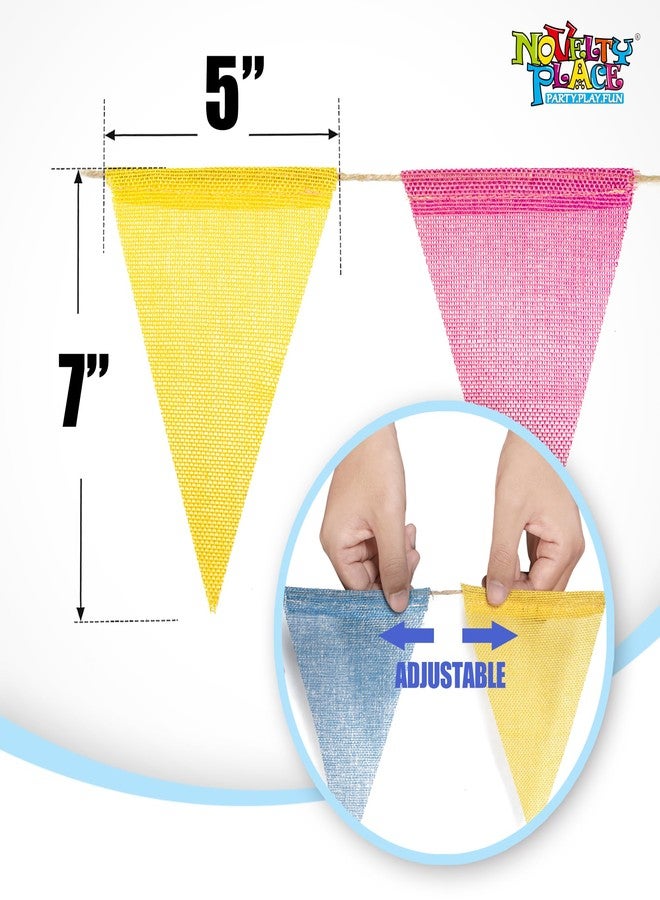 Novelty Place 26 Feet Pastel Color Pennant Banner Flags, 24 Multicolor Burlap Pastel Triangle Bunting Flags (5x7 in) - Indoor/Outdoor Garland Party Decorations for Bithday, Classroom, Shops, Carnival - Image 3