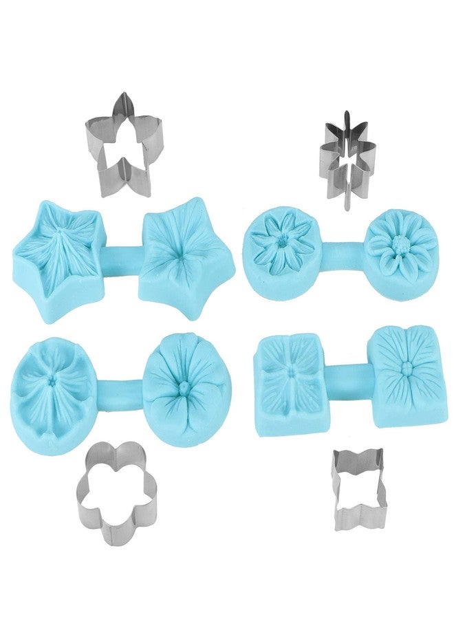 زيروديس قالب كعكة الشوكولاتة، 4 مجموعات من صواني حلوى سيليكون على شكل زهور مع 4 قطاعات على شكل زهور الكوبية والكرز والأقحوان والبتونيا، أداة خبز لأعياد الميلاد وحفلات استقبال المولود وحفلات الزفاف. - Image 1