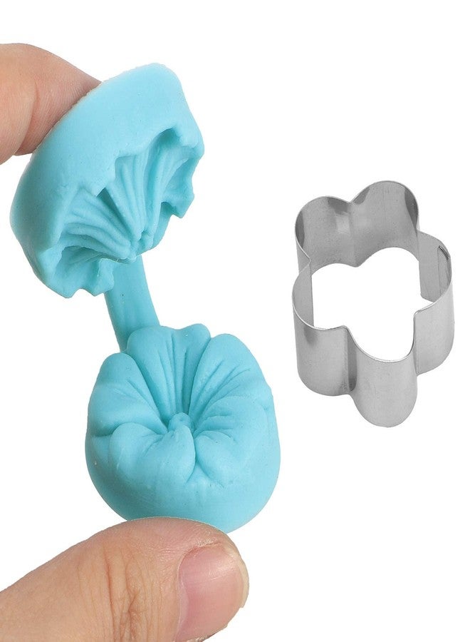 زيروديس قالب كعكة الشوكولاتة، 4 مجموعات من صواني حلوى سيليكون على شكل زهور مع 4 قطاعات على شكل زهور الكوبية والكرز والأقحوان والبتونيا، أداة خبز لأعياد الميلاد وحفلات استقبال المولود وحفلات الزفاف. - Image 3