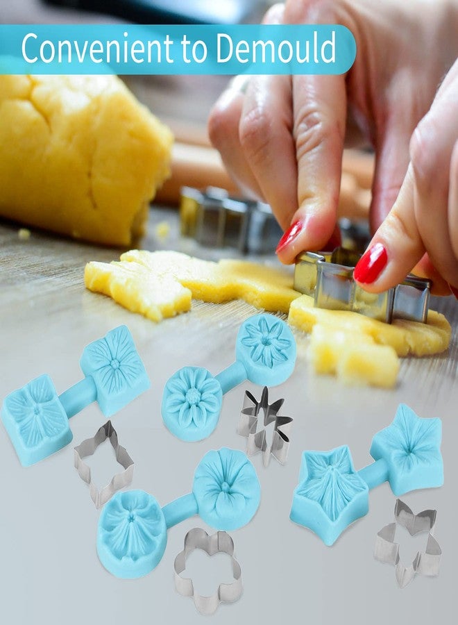 زيروديس قالب كعكة الشوكولاتة، 4 مجموعات من صواني حلوى سيليكون على شكل زهور مع 4 قطاعات على شكل زهور الكوبية والكرز والأقحوان والبتونيا، أداة خبز لأعياد الميلاد وحفلات استقبال المولود وحفلات الزفاف. - Image 5