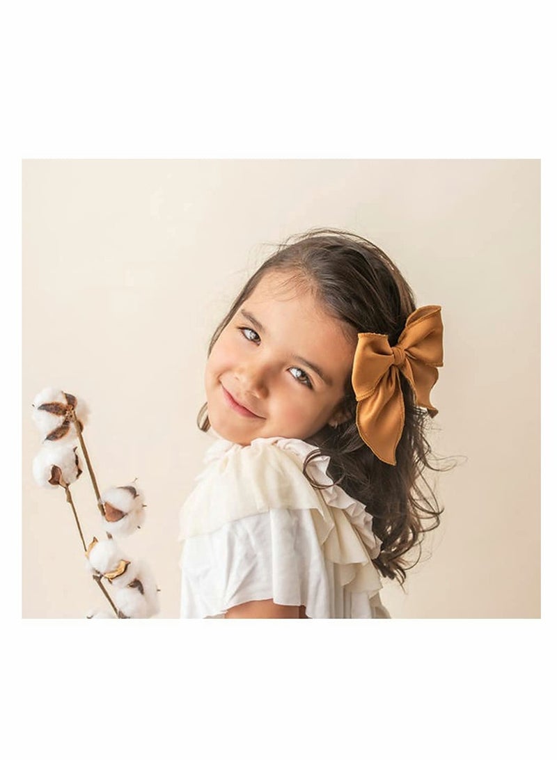 Excefore مشابك شعر مطرزة على شكل فيونكة كبيرة للبنات الصغار والنساء من القطن والكتان مشابك شعر على شكل فيونكة شعر بحارة مصنوعة من القماش دبابيس شعر يدوية إكسسوارات شعر مكونة من 12 قطعة ملونة - Image 3