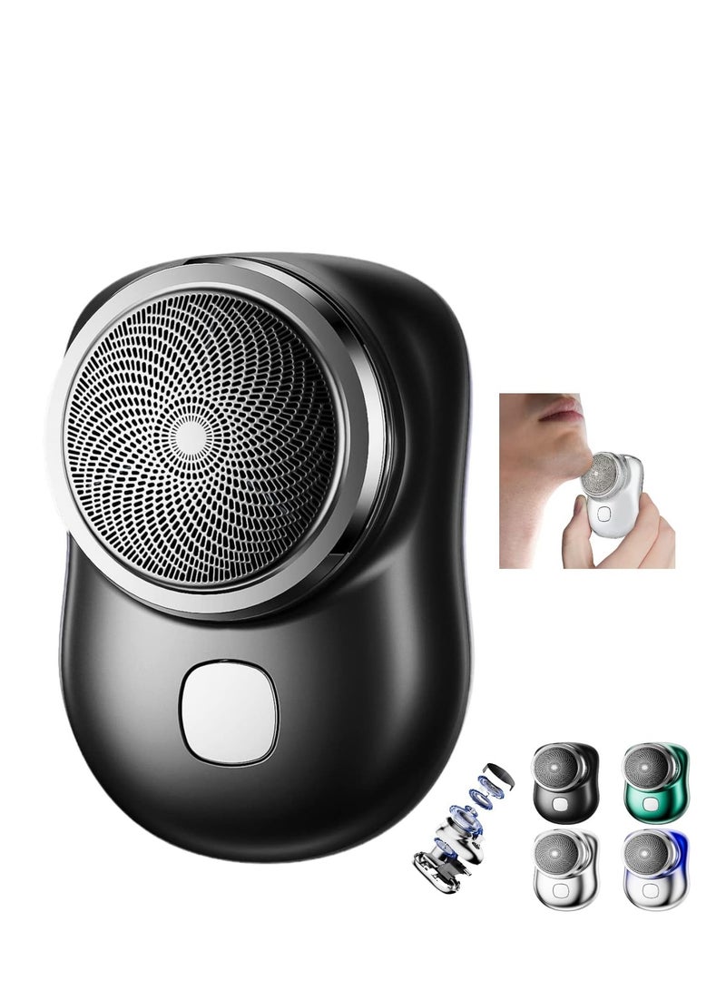 USB Mini Shaver Pocket Portable Electric Shaver, 2023 New Travel Electric Razor Round Shaving Machines for Men, Wet Dry Magic Rechargeable Mini Shavers Mens Electric Razors for Shaving Face (Black) - Image 1