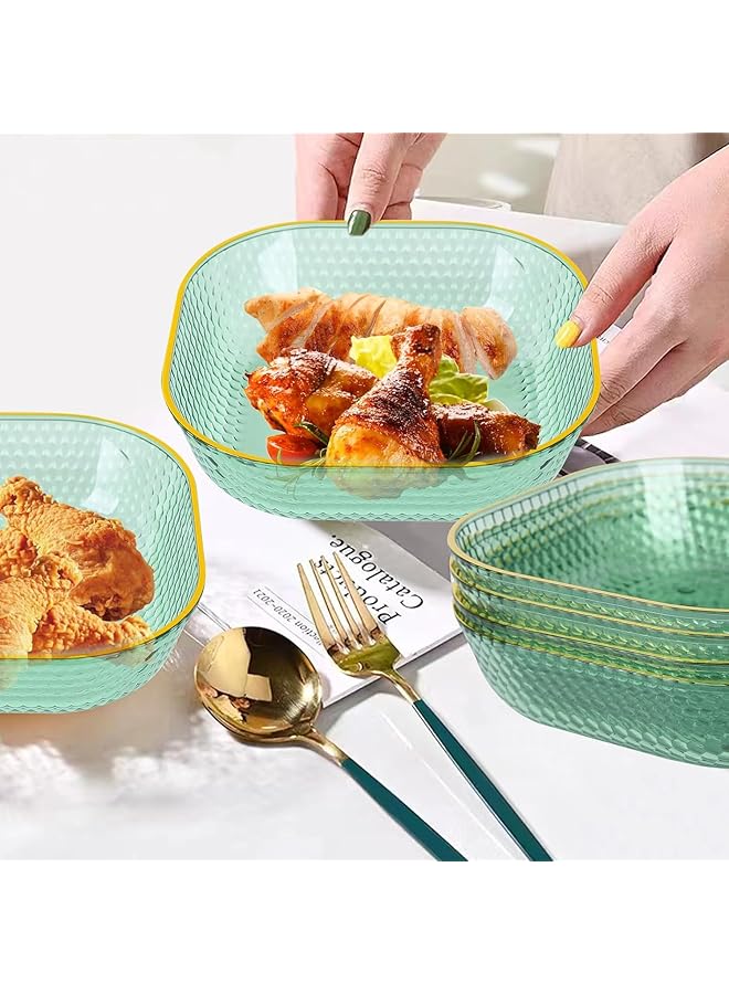 Tableware Fruit Bowl Set Of 4 Stackable Small Dessertd Bowls Gold Edge Snacks Serving Plates Vegetable Basket Holders For Countertops Decorative Candy Tray Home Office Reusable Plastic Bone Spitting - Image 2