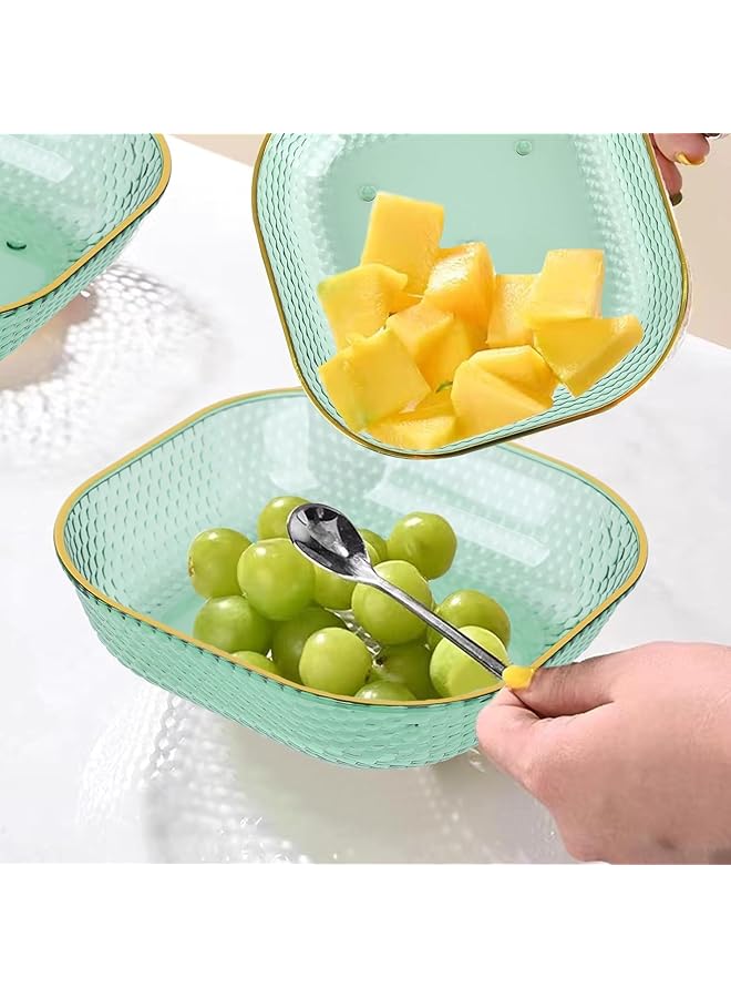 Tableware Fruit Bowl Set Of 4 Stackable Small Dessertd Bowls Gold Edge Snacks Serving Plates Vegetable Basket Holders For Countertops Decorative Candy Tray Home Office Reusable Plastic Bone Spitting - Image 3