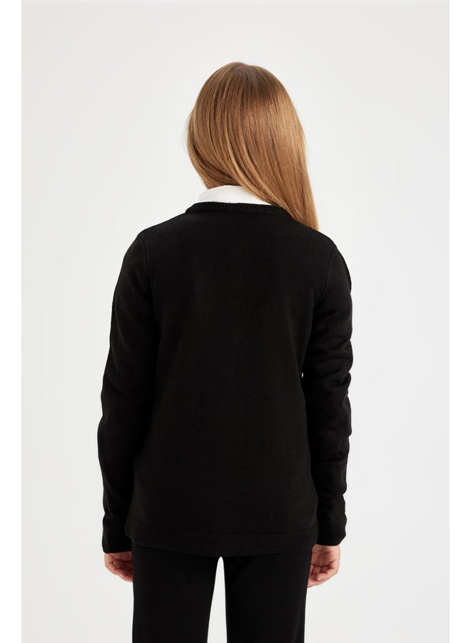 DeFacto Girl Tricot Regular Fit Crew Neck Long Sleeve Cardigan  - Image 3