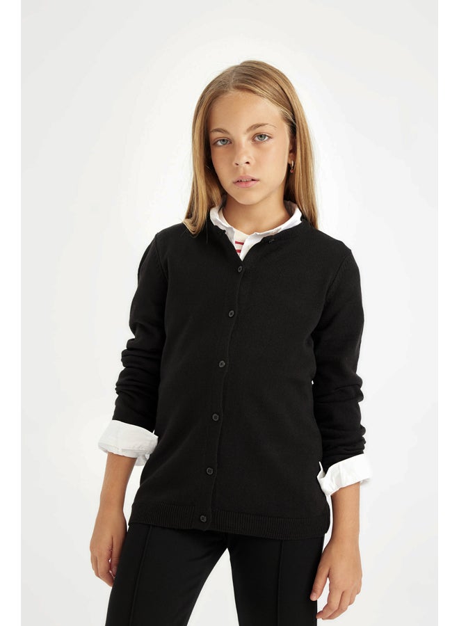 DeFacto Girl Tricot Regular Fit Crew Neck Long Sleeve Cardigan  - Image 2