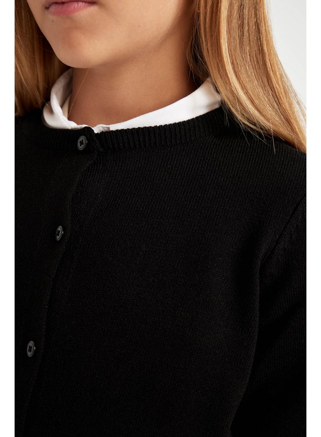 DeFacto Girl Tricot Regular Fit Crew Neck Long Sleeve Cardigan  - Image 4