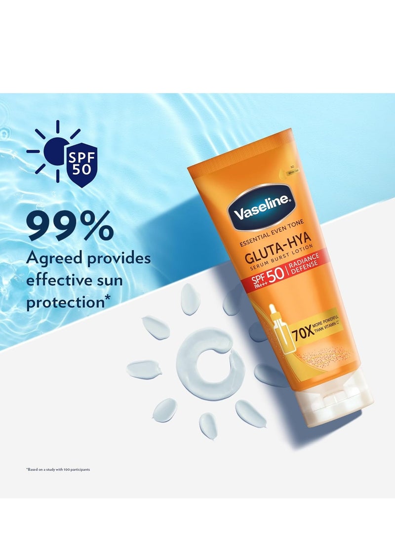 Vaseline Gluta-Hya Serum Burst Lotion Radiance Defense SPF 50 PA+++ 180ml - Image 2