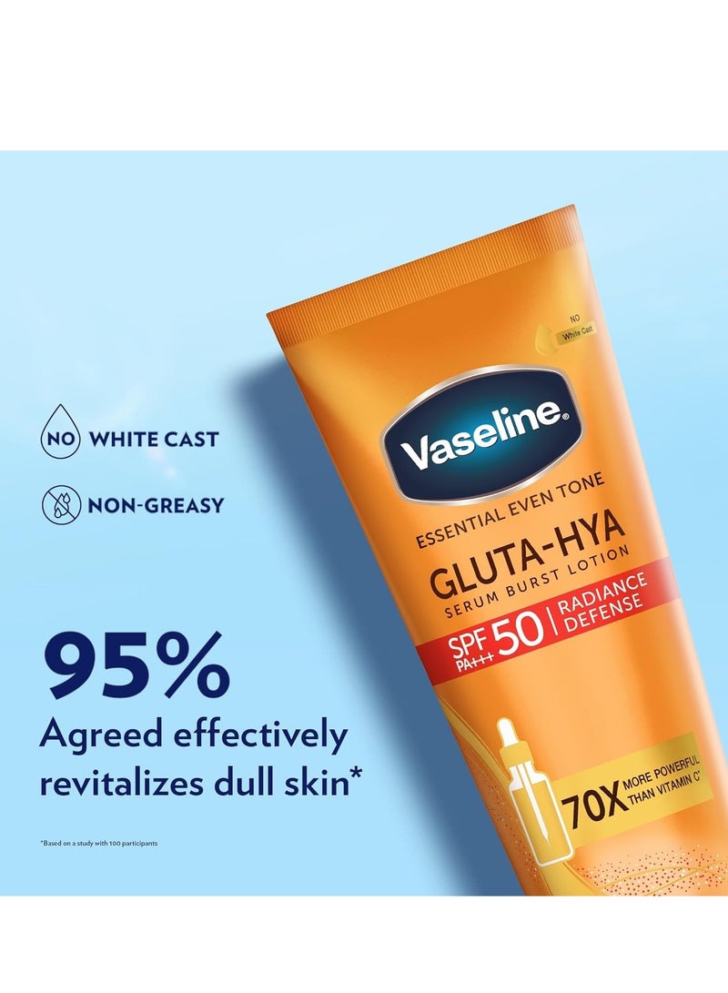 Vaseline Gluta-Hya Serum Burst Lotion Radiance Defense SPF 50 PA+++ 180ml - Image 3