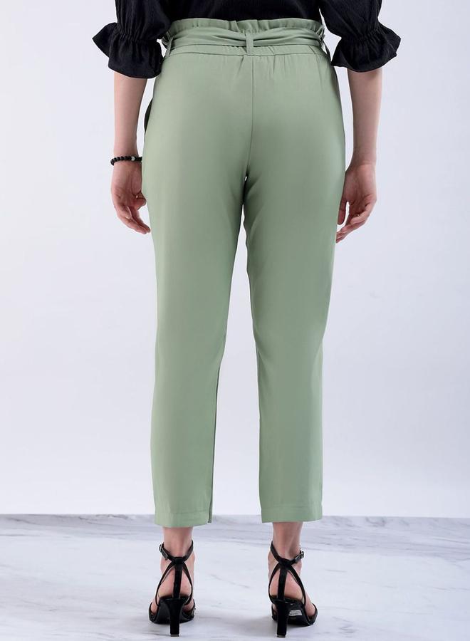 Freehand Women Green Slim Fit Solid Trousers - Image 3