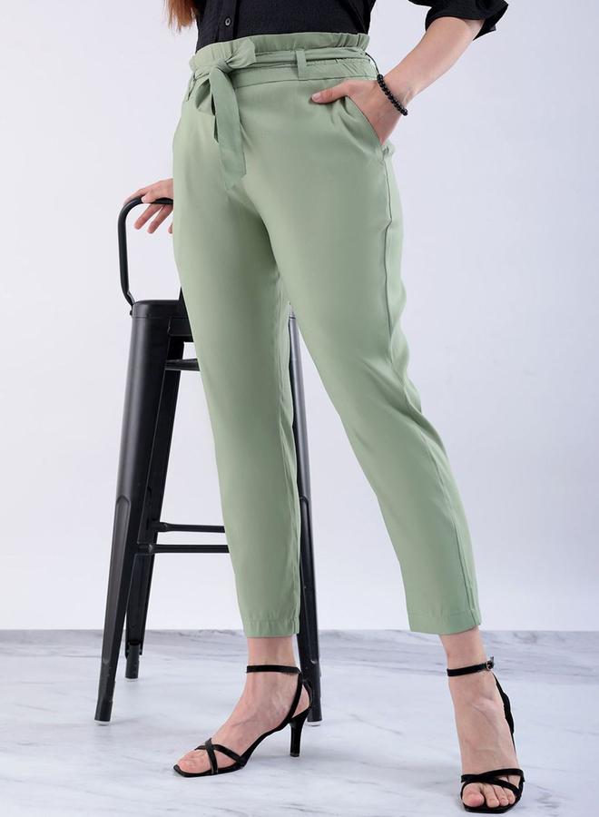 Freehand Women Green Slim Fit Solid Trousers - Image 2