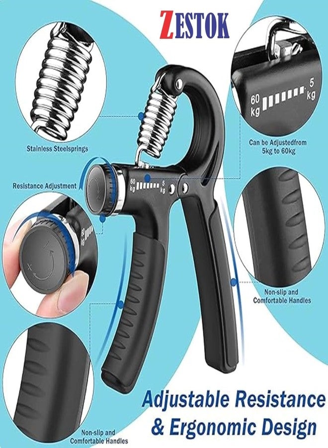 ZESTOK Adjustable Hand Grip Strengthener, Hand Gripper for Men & Women for Gym Workout Hand Exercise Equipment to Use in Home for Forearm Exercise, Finger Exercise, Wirst stronger (Black) - Image 3