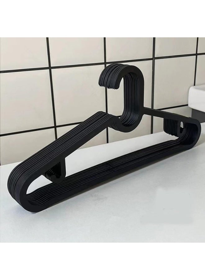 Black Plastic Hangers 10 PCS Space Saving for Coat Pants Dress, Non-Slip Lightweight Thick Clothes Hangers for Closet Dorm - Image 4