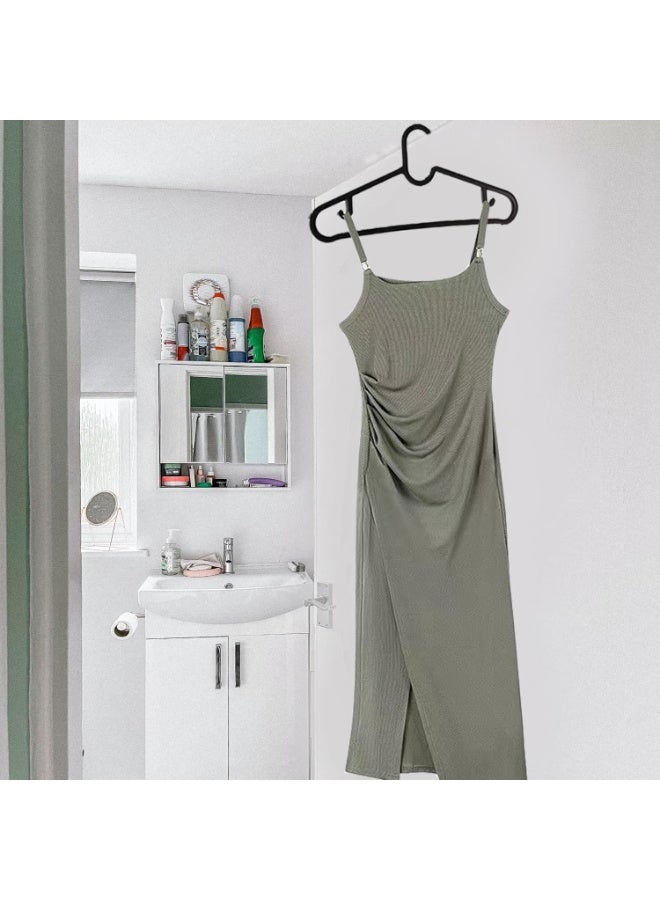 Black Plastic Hangers 10 PCS Space Saving for Coat Pants Dress, Non-Slip Lightweight Thick Clothes Hangers for Closet Dorm - Image 3