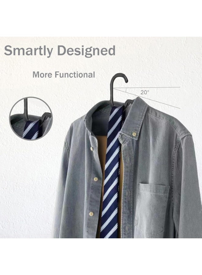 Black Plastic Hangers 10 PCS Space Saving for Coat Pants Dress, Non-Slip Lightweight Thick Clothes Hangers for Closet Dorm - Image 2