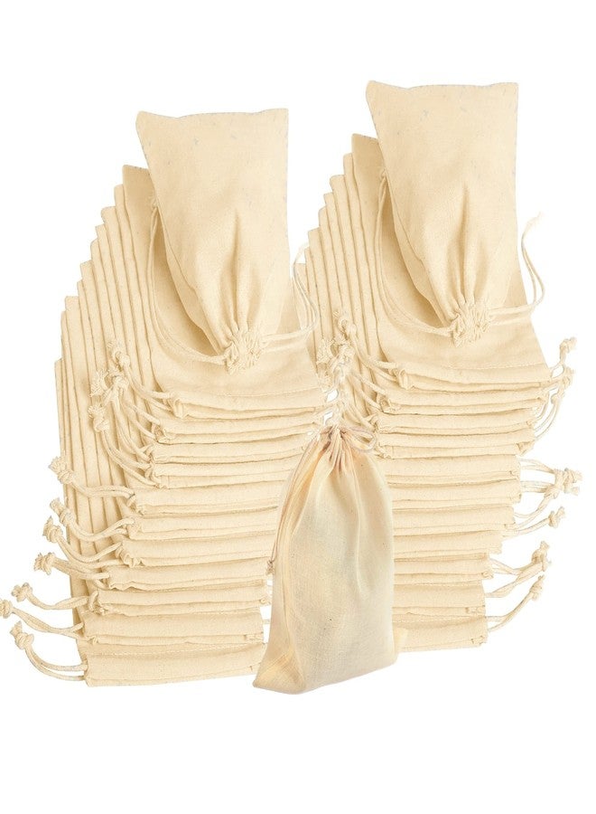 OREAYU 24 Pcs Cotton Drawstring Potli Cloth Bags For Kitchen, Unbleached Reusable, Non Plastic Packing Use, Spice Bag.Size 7 X 5 Inches,Off White - Image 1