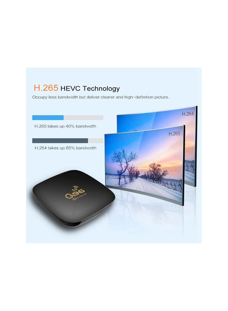 Wownect Mini Smart Android 10.0 Tv box [2GB / 16GB] Amlogic S905L Quad Core 2.4G / 5G WIFI 4K H265 Media Player Quad Core Android TV Box Set Q96 Black - Image 4