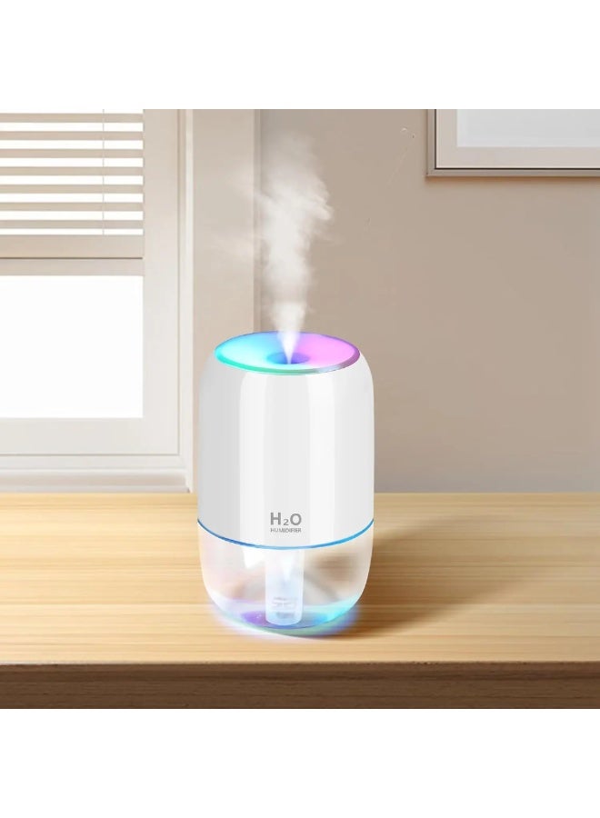 اتش 2 او مرطب هواء صغير محمول ضوء ليلي متعدد الألوان، وضعان للرذاذ البارد وإيقاف تلقائي، للسيارة وغرفة الأطفال والمكتب والسفر 200 مللي - Image 4